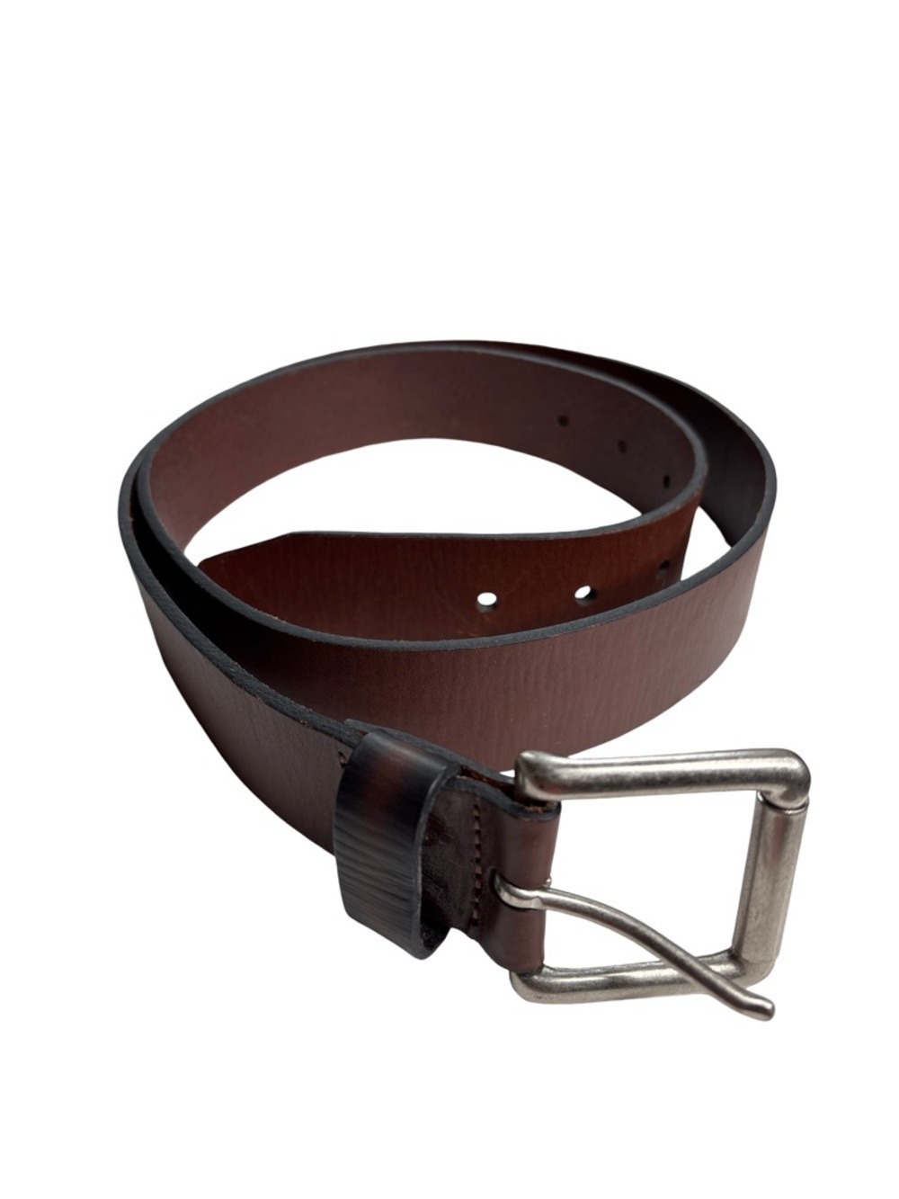 Men's Brown Leather Belt w/ Silver Buckle - Unbranded waist 35-41”